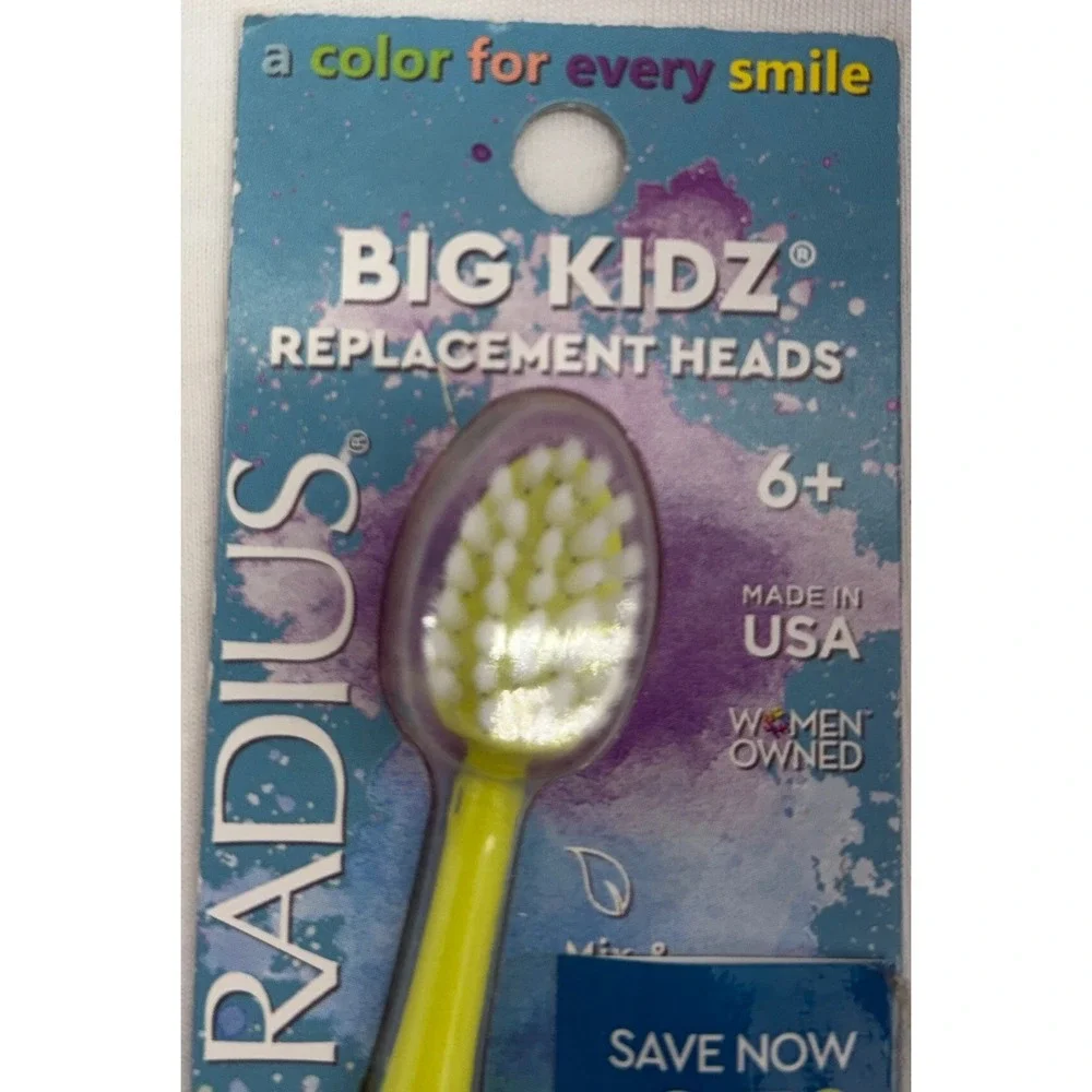 RADIUS Big Kidz Forever Brush Replacement Heads 4ct Very Soft Kid 6+ Made in USA